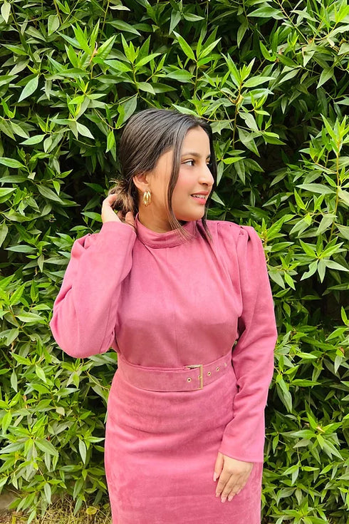 Rosegold Suede Dress